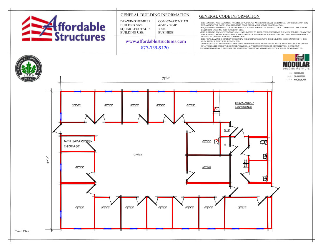 A floor plan of an office building with lots of windows.