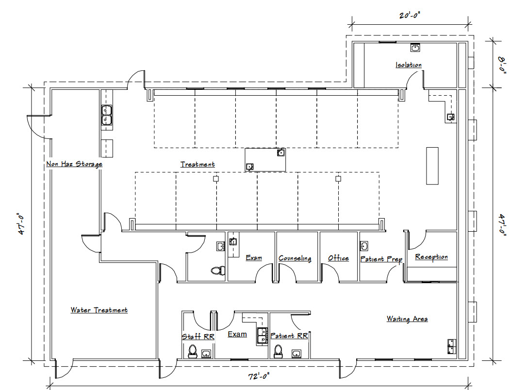 A floor plan of the building with several rooms.