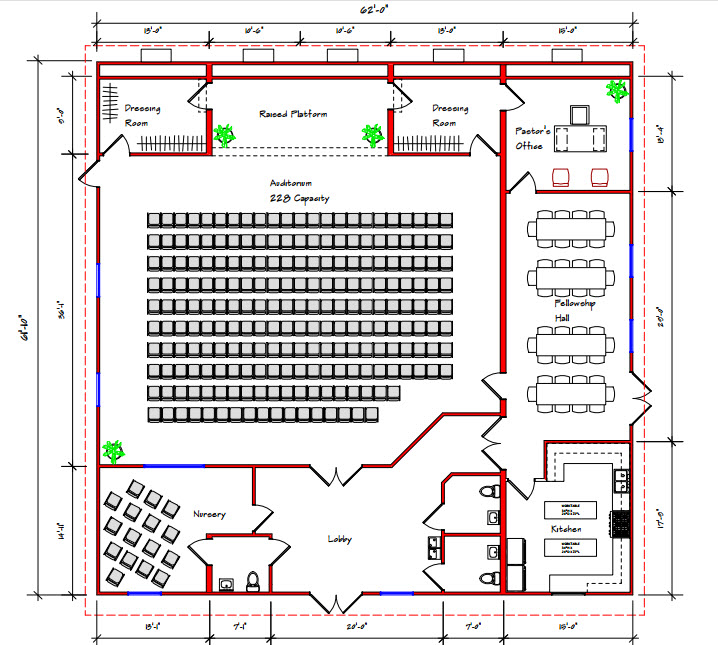 Religious Building Floor Plan 118 6260