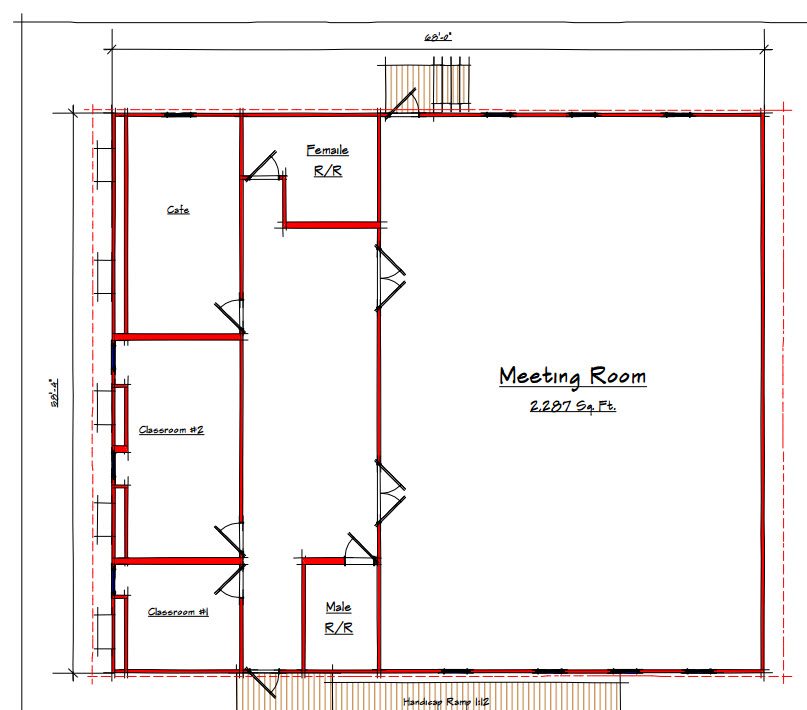 A floor plan of the building with the location marked.