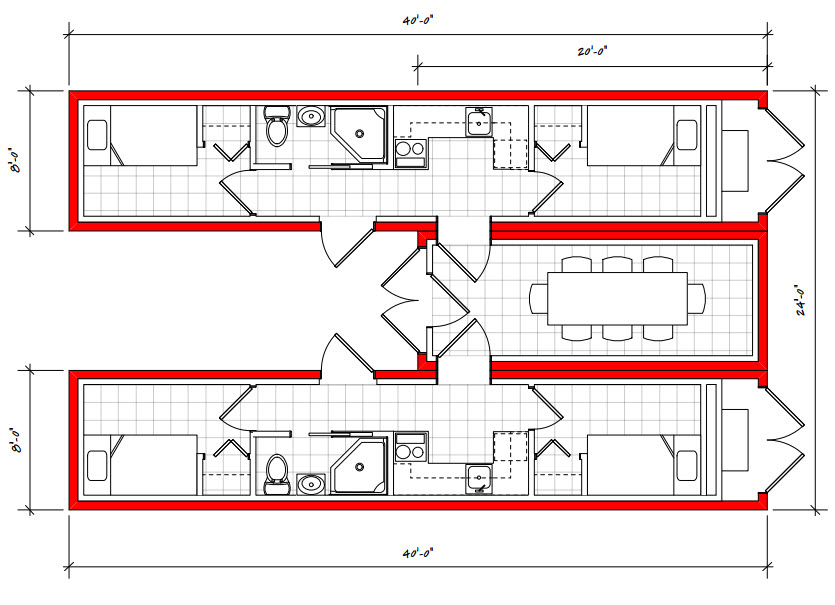 A floor plan of the two units in this house.