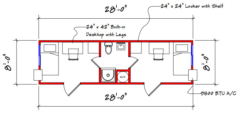 A floor plan of the bathroom with two sinks and a toilet.