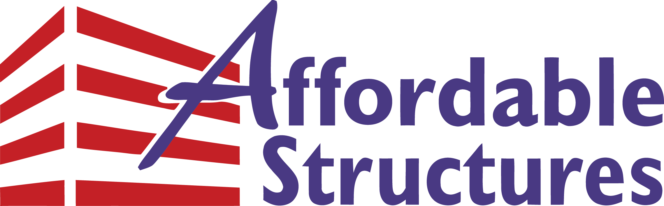 A purple and red logo for the affordable structure.