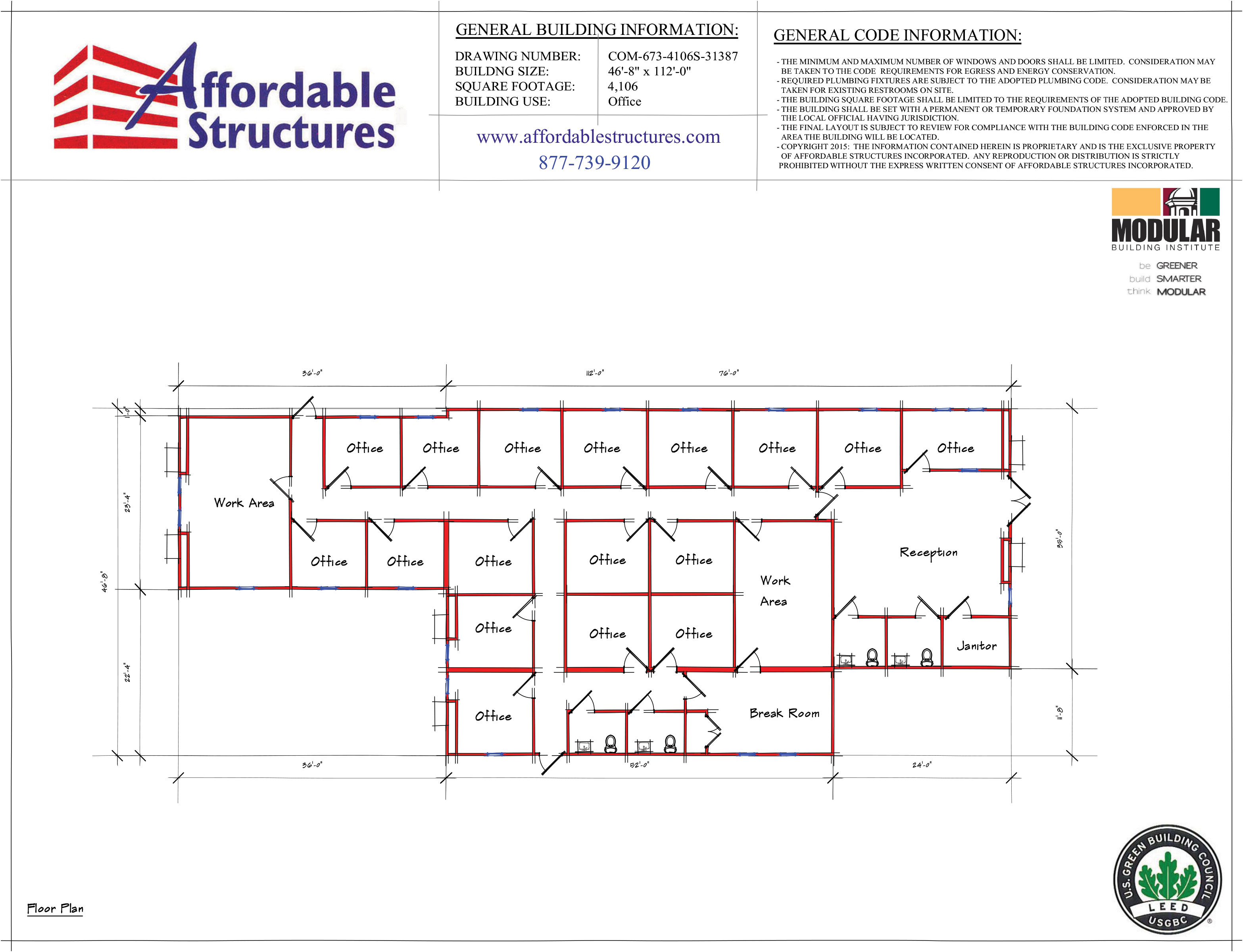 A floor plan of an apartment building with the words affordable structures written in red.